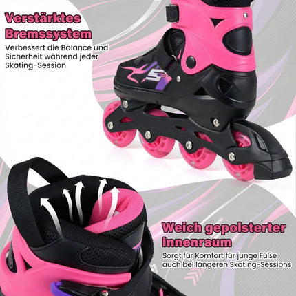 Adjustable Kids Inline Skates with Light-Up Wheels, Pink, EU 30-33