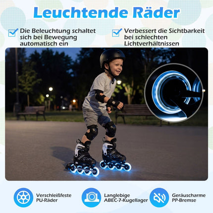 Adjustable Kids Inline Skates with Light-Up Wheels, Size M (EU 32-36)