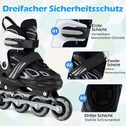 Adjustable Kids Inline Skates with Light-Up Wheels, Size M (EU 32-36)
