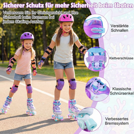 Adjustable Kids Quad Skates with Light-Up Wheels, EU 27-31