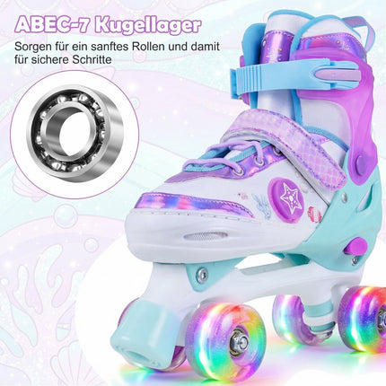 Adjustable Kids Quad Skates with Light-Up Wheels, EU 32-36