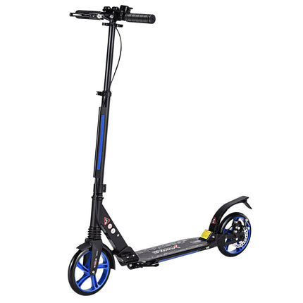 Adjustable Kids Scooter, Foldable, Black & Blue Wheels