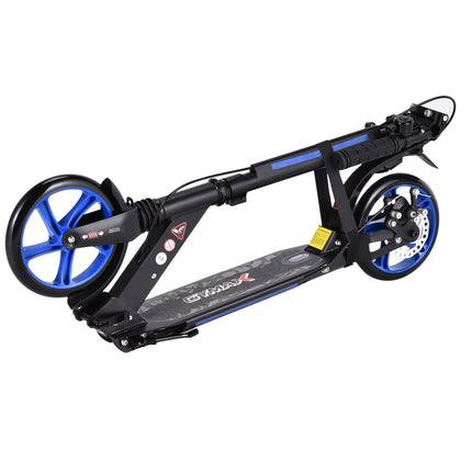 Adjustable Kids Scooter, Foldable, Black & Blue Wheels