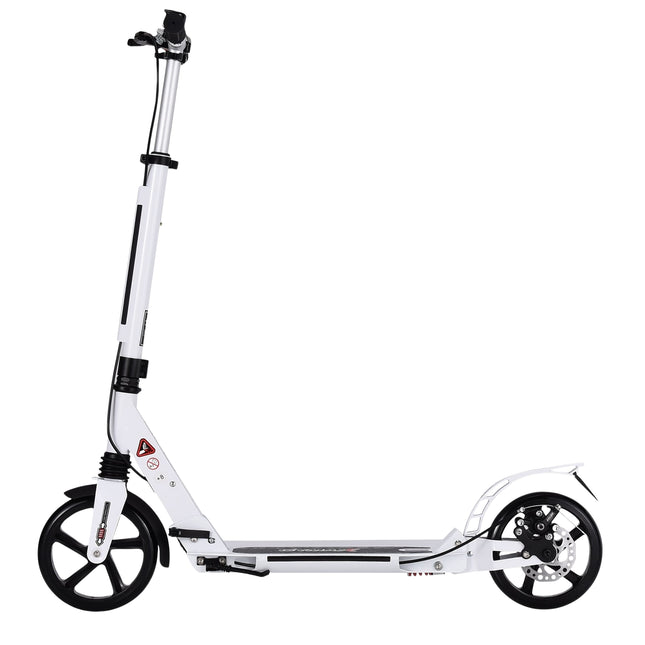 Adjustable Kids Scooter, Foldable with Bell & Strap, White