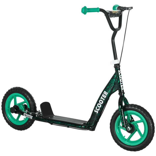 Adjustable Kids Scooter with Brake, Stand, Steel, Green