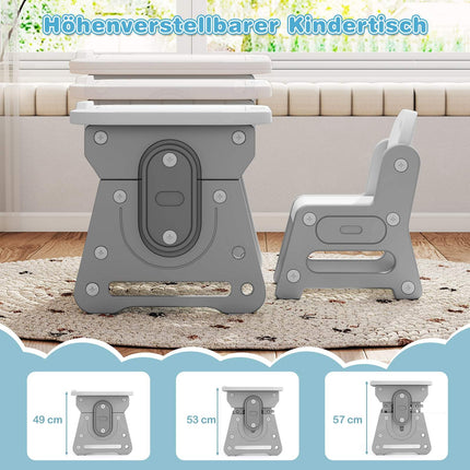 Adjustable Kids Table and Chair Set with Tilt Whiteboard