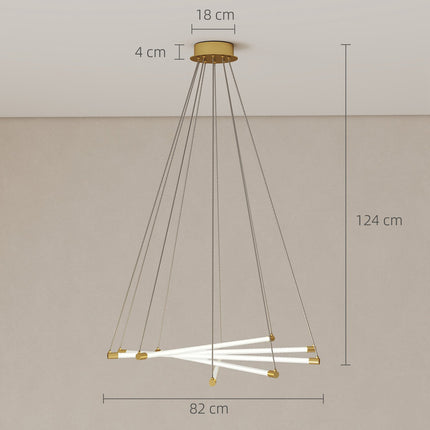 Adjustable LED Ceiling Light, 50W, 5 Tubes, Gold/White