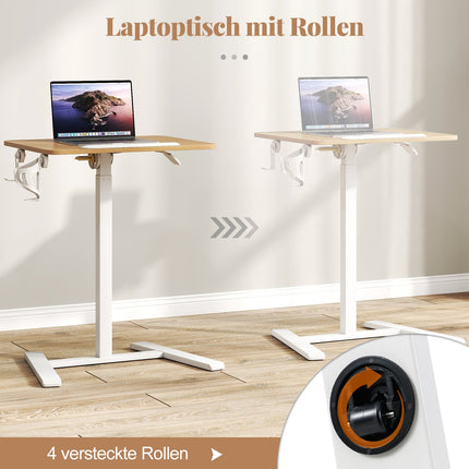 Adjustable Laptop Desk with 90 Tilt & Hidden Wheels