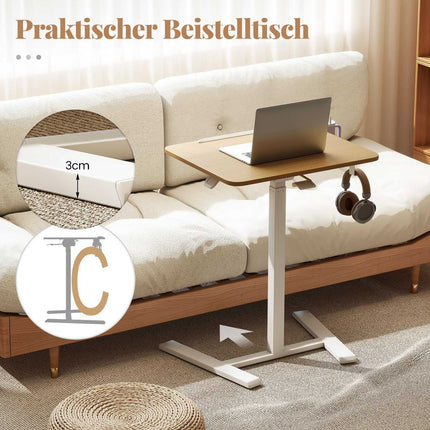 Adjustable Laptop Desk with 90 Tilt & Hidden Wheels