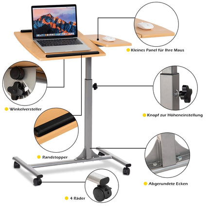 Adjustable Laptop Desk with Wheels, 64-95 cm Height Range