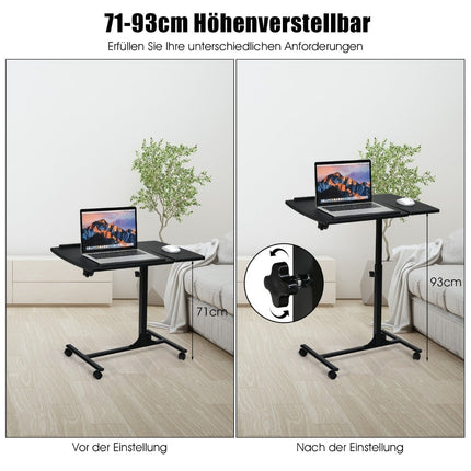 Adjustable Laptop Desk with Wheels, 64x45x71-93 cm, Black