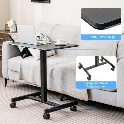 Adjustable Laptop Desk with Wheels, 80kg Capacity, Black