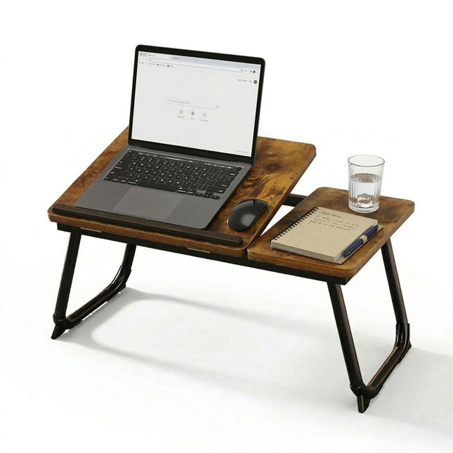 Adjustable Laptop Table – Foldable, Tilting Wood-Effect Top