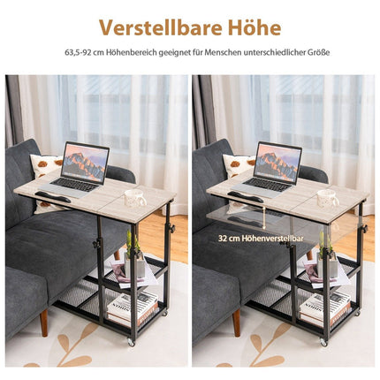 Adjustable Laptop Table with Storage, Tilting Top, 80x40 cm