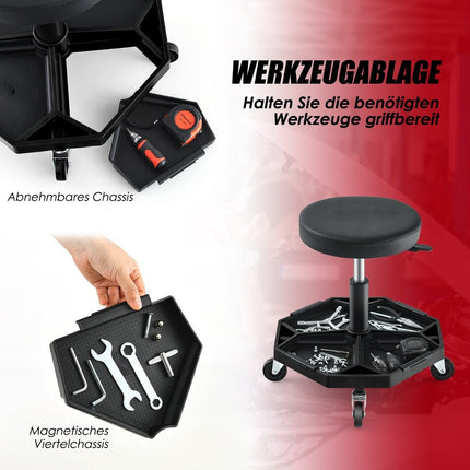 Adjustable Mechanic Stool with Tool Tray, 150kg Capacity