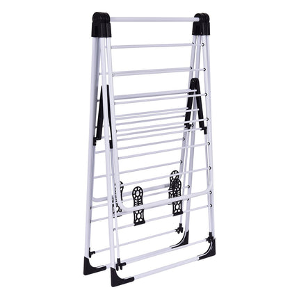Adjustable Metal Clothes Drying Rack with Shoe Shelves