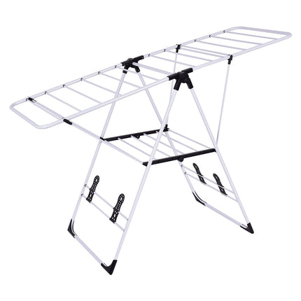 Adjustable Metal Clothes Drying Rack with Shoe Shelves
