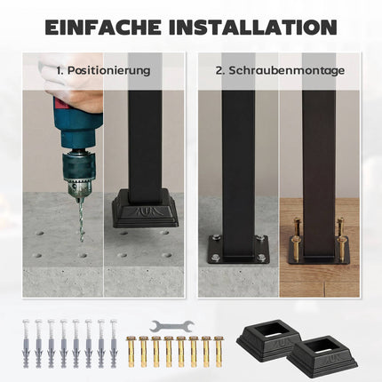 Adjustable Metal Stair Handrail, Black, 0-45 Angle, 1-3 Steps