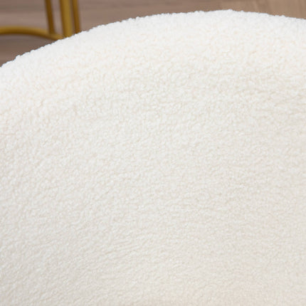 Adjustable Office Chair, Teddy Fleece, 58x56x68-76 cm, White