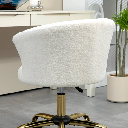Adjustable Office Chair, Teddy Fleece, 58x56x68-76 cm, White