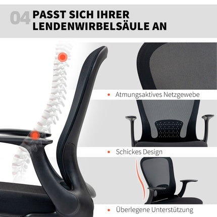 Adjustable Office Chair with Footrest, Lumbar Support, Black