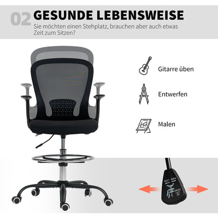Adjustable Office Chair with Footrest, Lumbar Support, Black