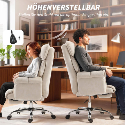 Adjustable Office Chair with Lumbar Support, Footrest, Cream