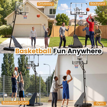 Adjustable Outdoor Basketball Hoop with Shatterproof Backboard