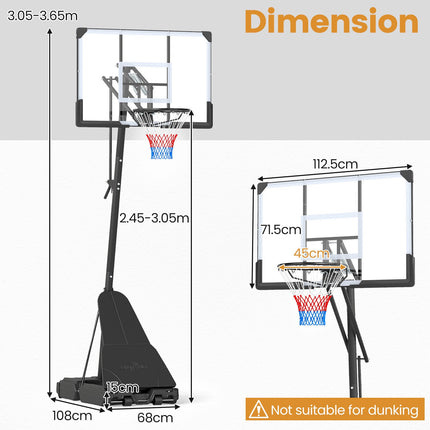 Adjustable Outdoor Basketball Hoop with Shatterproof Backboard