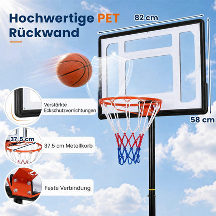 Adjustable Outdoor Basketball Hoop with Wheels, 2.15-2.6M Height