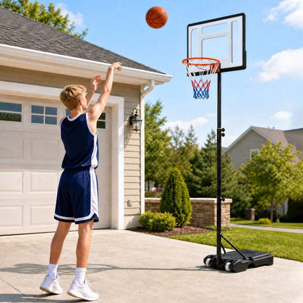 Adjustable Outdoor Basketball Hoop with Wheels, 2.15-2.6M Height
