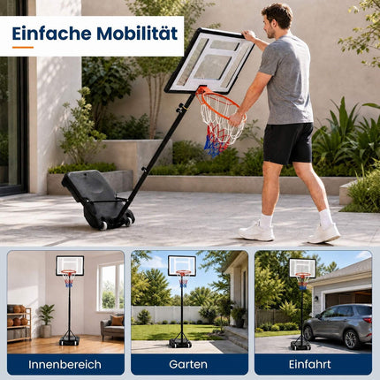 Adjustable Outdoor Basketball Hoop with Wheels, 2.15-2.6M Height