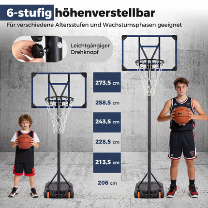 Adjustable Outdoor Basketball Hoop with Wheels, 82 cm Backboard