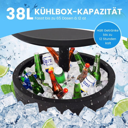 Adjustable Outdoor Cocktail Table with 38L Cooler, Black