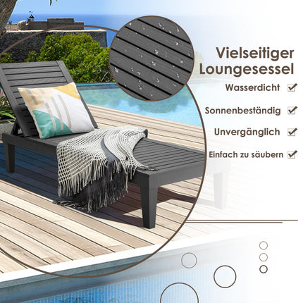 Adjustable Outdoor Sun Lounger, Black, 190x57.5x29 cm
