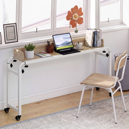 Adjustable Overbed Table with Wheels – Natural Finish
