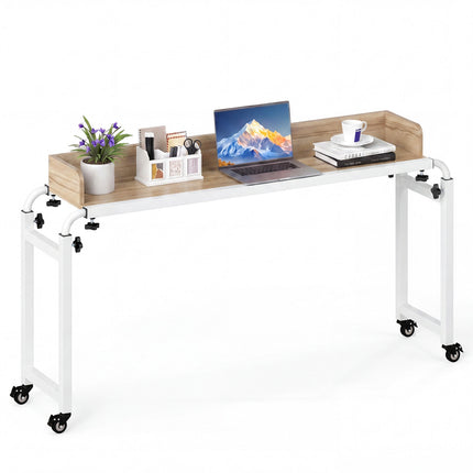 Adjustable Overbed Table with Wheels – Natural Finish