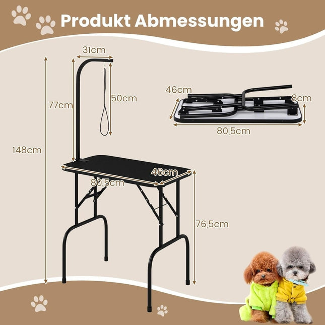 Adjustable Pet Grooming Table, Foldable, Non-Slip Surface