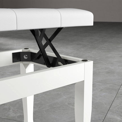 Adjustable Piano Bench with Faux Leather Cushion, White