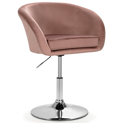 Adjustable Pink Velvet Swivel Bar Stool, 360 Rotation, 120kg Capacity