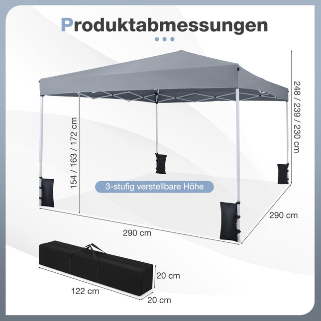 Adjustable Pop-Up Pavilion 290x290 cm for Camping & Beach