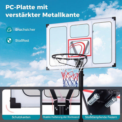Adjustable Portable Basketball Hoop with Fillable Base