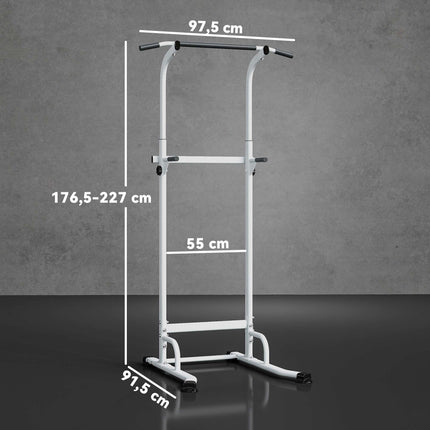 Adjustable Power Tower Dip Station, 176.5-227 cm, 120 kg Capacity