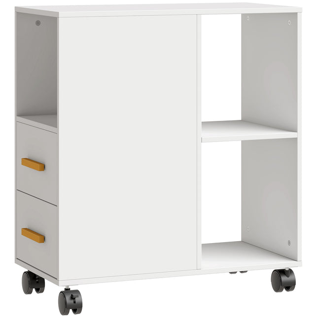 Adjustable Printer Stand with Shelves, Wheels, White 60x30x65 cm