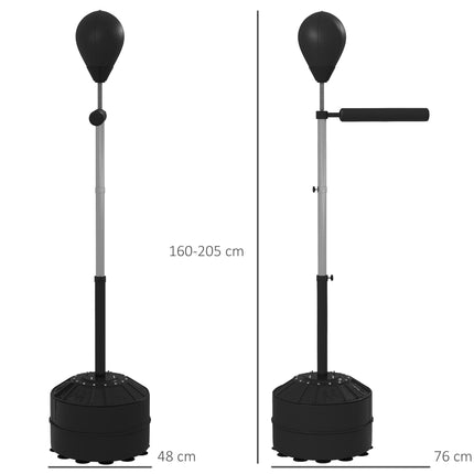 Adjustable Punching Ball with Reflex Bar, Black, 160-205 cm