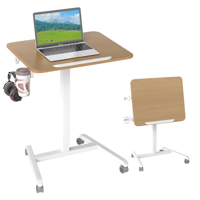 Adjustable Rolling Laptop Desk with Tilt Top, 76-111 cm