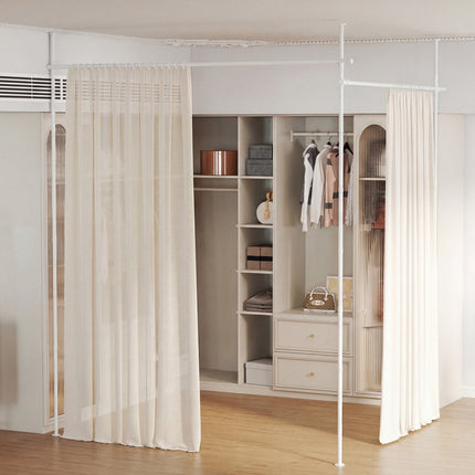 Adjustable Room Divider Curtain Rod, White, 4-10 ft