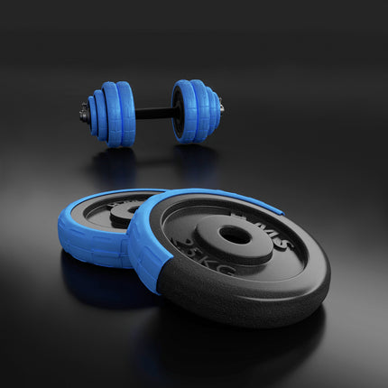 Adjustable Rubberized Dumbbells, 30kg, Bar Included