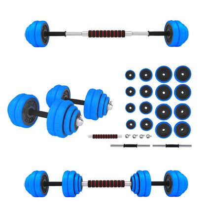 Adjustable Rubberized Dumbbells, 30kg, Bar Included