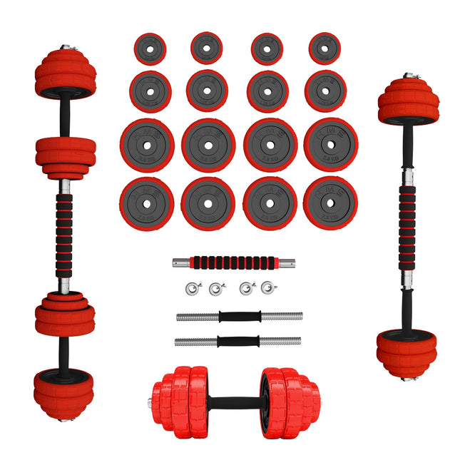 Adjustable Rubberized Dumbbells 30kg Set